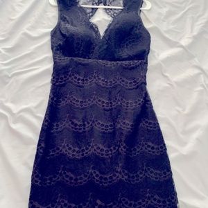 Black lace midi with keyhole back
